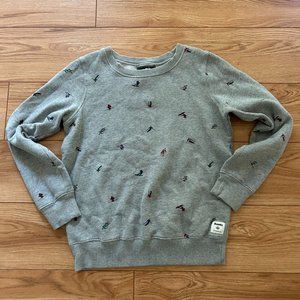 ⛷ Roots SKI Sweatshirt Womens XXS Crew Neck Long Sleeve Gray Pullover EEUC